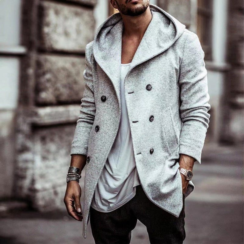 Herren Überziehjacke mit Kapuze und stylischem Stehkragen Aliams