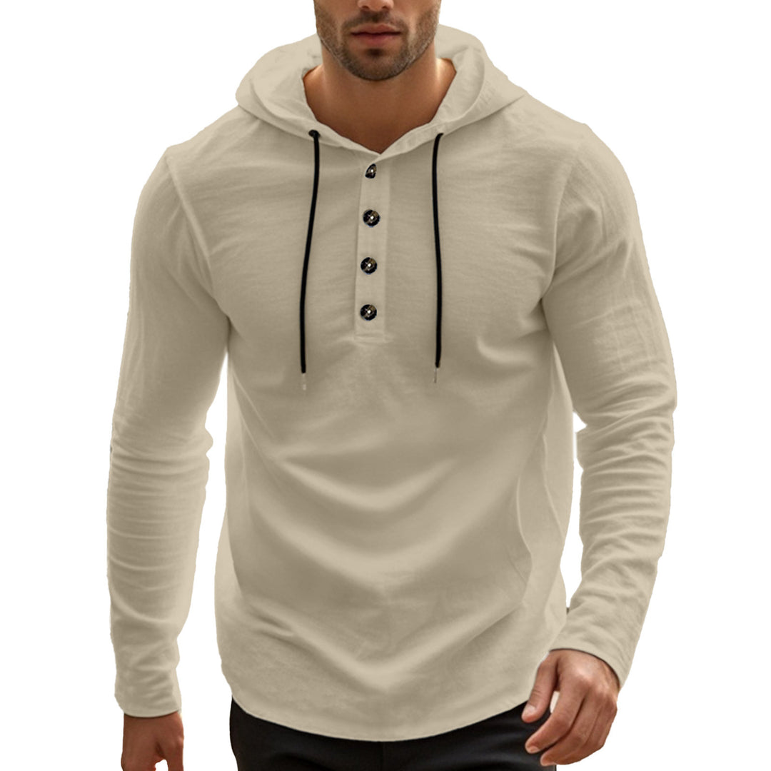 Herren Sport-Hoodie mit Knopfleiste und praktischem Kängurutaschen Aliams