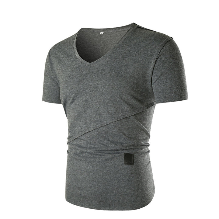 Herren V-Ausschnitt T-Shirt mit asymmetrischem Schnitt und elastischem Bund Aliams