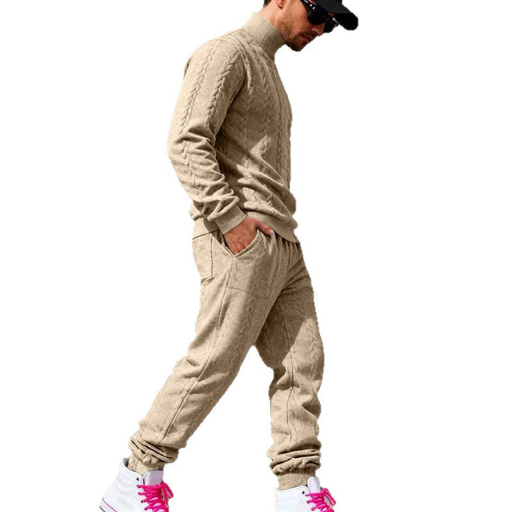 Herren Grobstrick Freizeitanzug mit hohem Kragen Aliams