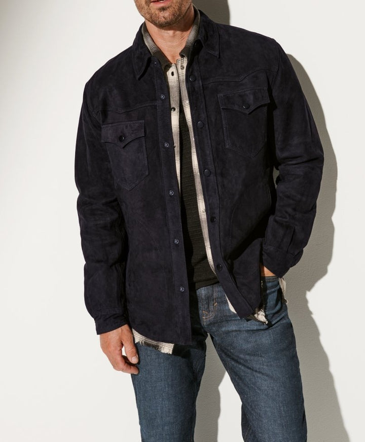 Herren elegante Wildlederjacke mit praktischen Taschen Aliams