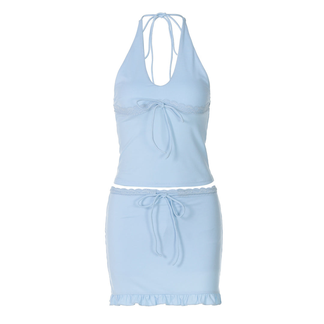 Damen Charmantes Haltertop und Minirock Set Aliams