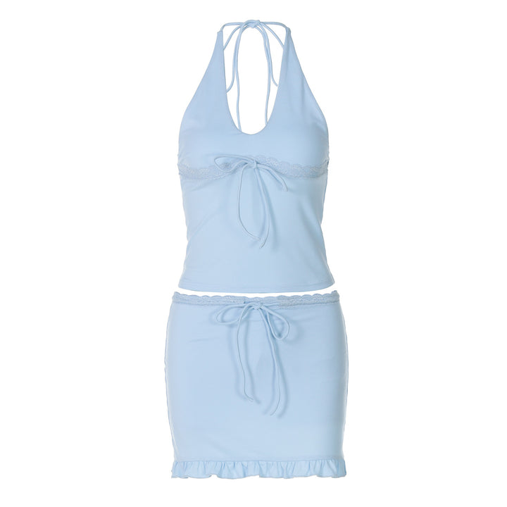 Damen Charmantes Haltertop und Minirock Set Aliams