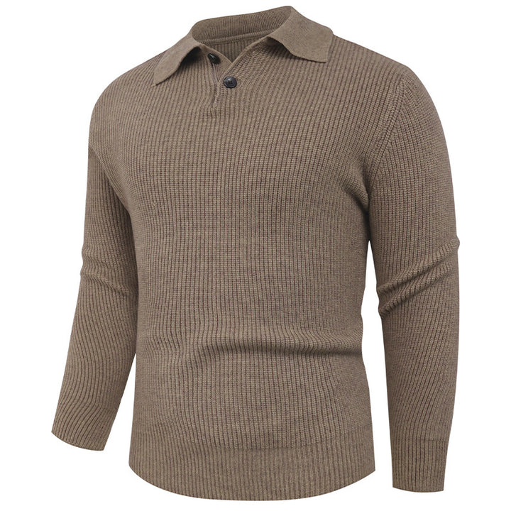 Herren Strickpullover mit modernem Polokragen und funktionalem Knopfverschluss Aliams