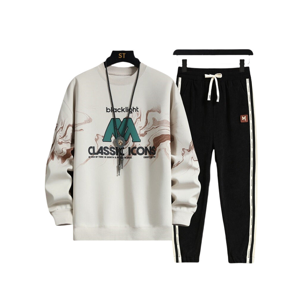 Herren Freizeitanzug mit grafischem Druck und seitlichen Akzenten Aliams