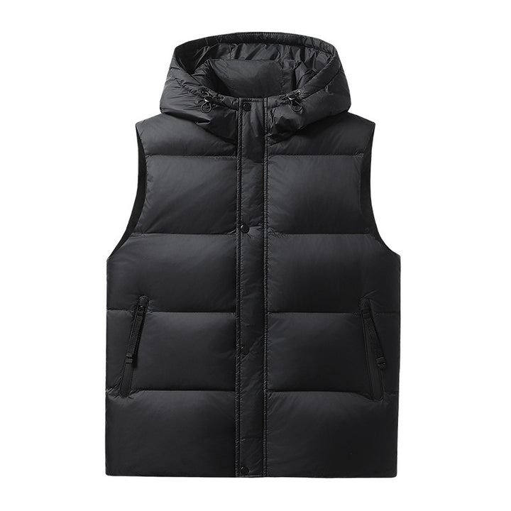 Herren gesteppte Weste mit abnehmbarer Kapuze und tiefen Taschen Aliams