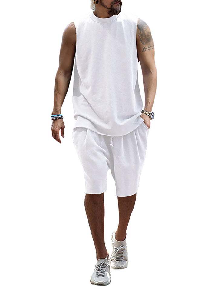 Herren sportliches Tanktop und Shorts-Set aus hochwertigem Baumwollmix Aliams