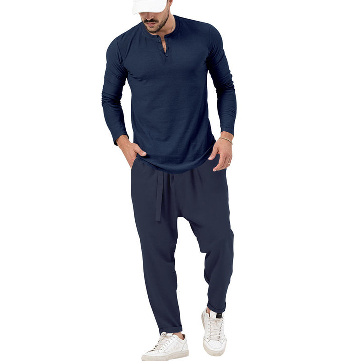 Herren Bequeme Jogginghose mit modischen Details und lässigem langarm Shirt Aliams