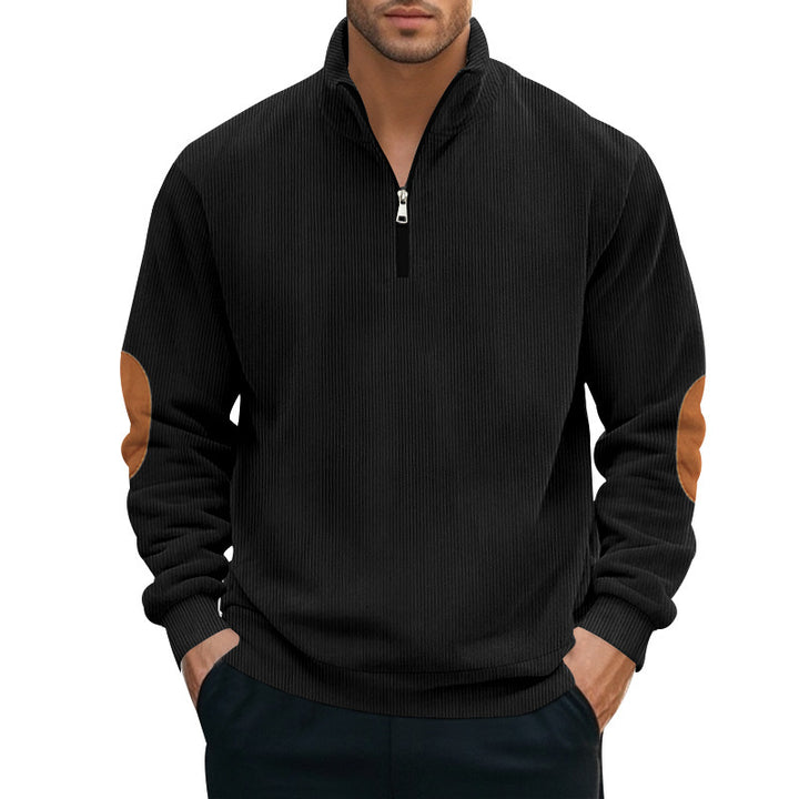 Herren Pullover mit halbem Reißverschluss und strukturiertem Design Aliams