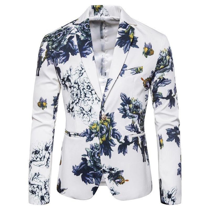 Herren eleganter Blazer mit floralen Mustern und strukturiertem Design Aliams