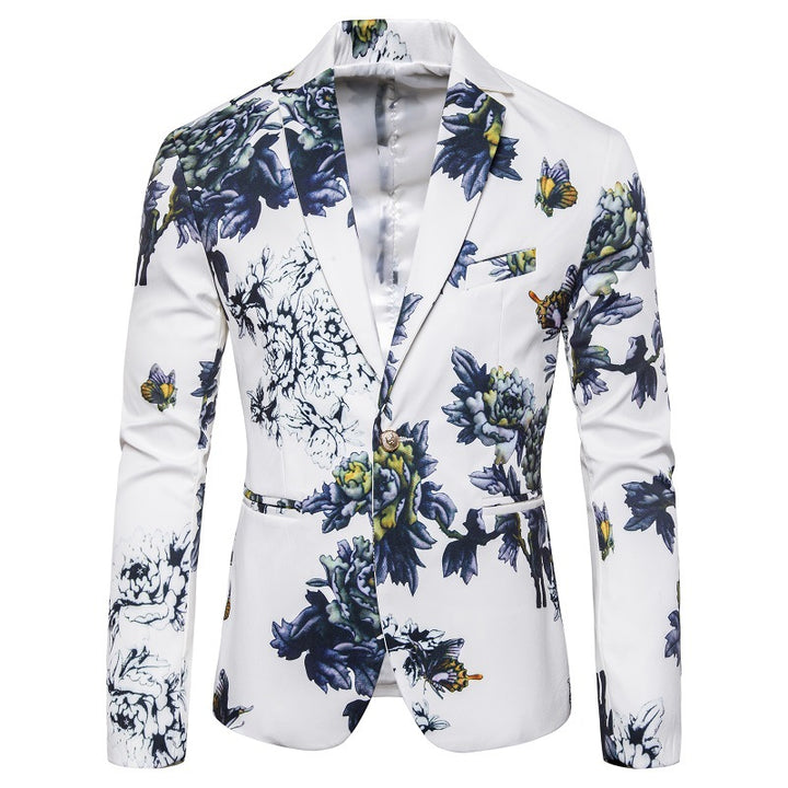 Herren eleganter Blazer mit floralen Mustern und strukturiertem Design Aliams