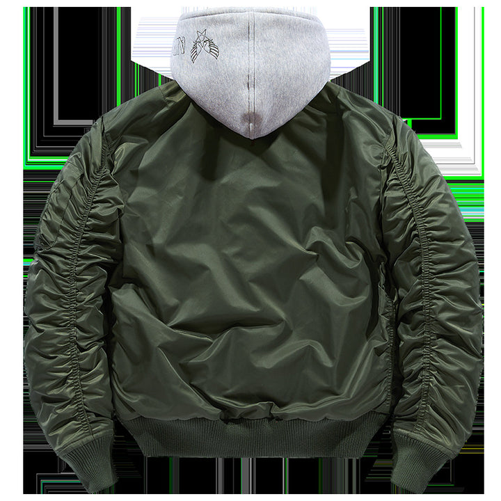 Herren Bomberjacke mit abnehmbarer Kapuze und praktischen Taschen Aliams