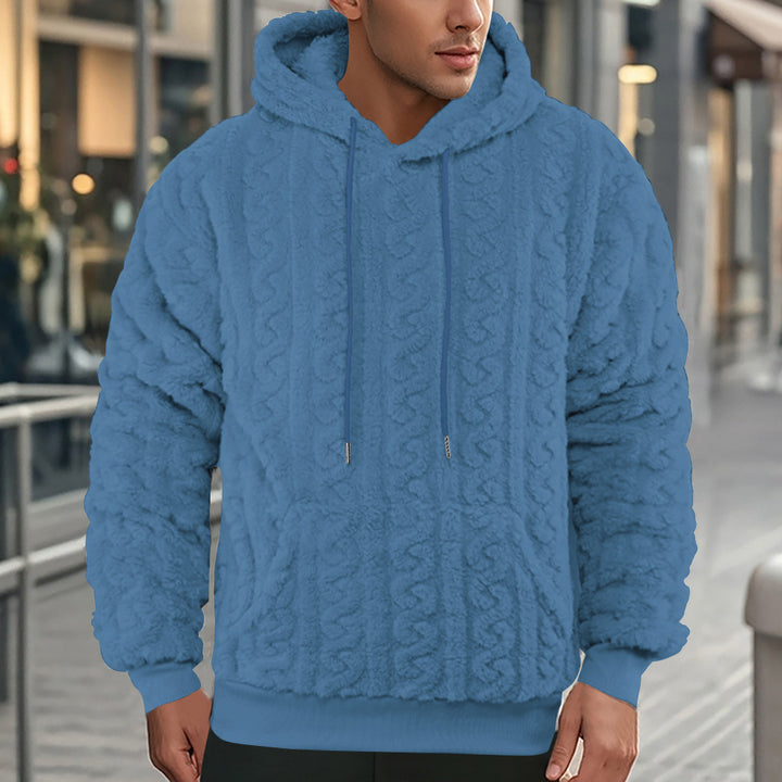Herren Fleece-Kapuzenpullover mit strukturiertem Design und praktischer Kängurutasche Aliams