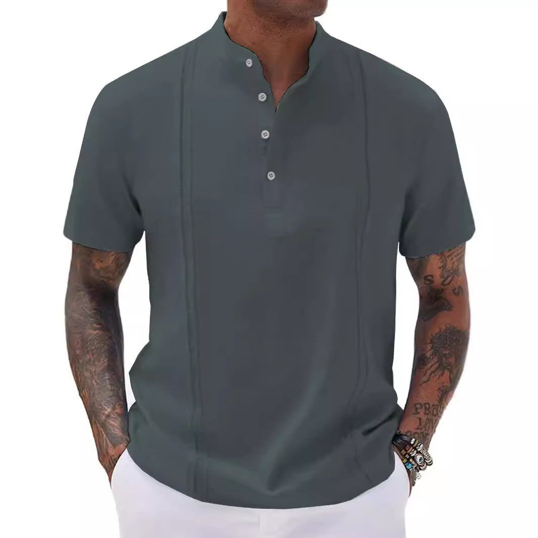 Herren Poloshirt mit modernem Knopfleisten-Design und atmungsaktiver Struktur Aliams