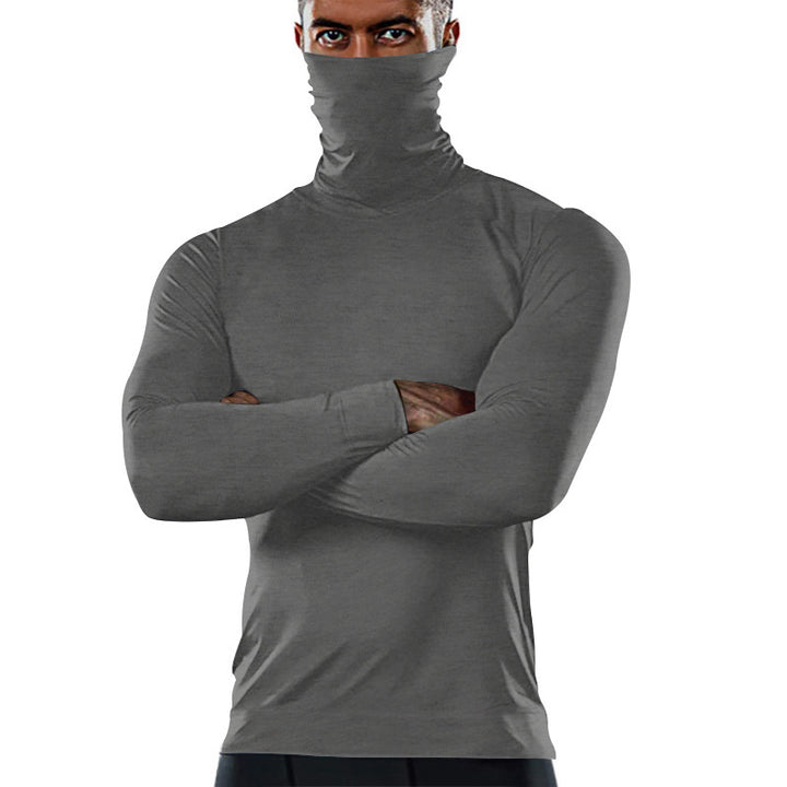 Herren Sportliches Langarmshirt mit hohem Kragen und atmungsaktiver Struktur Aliams