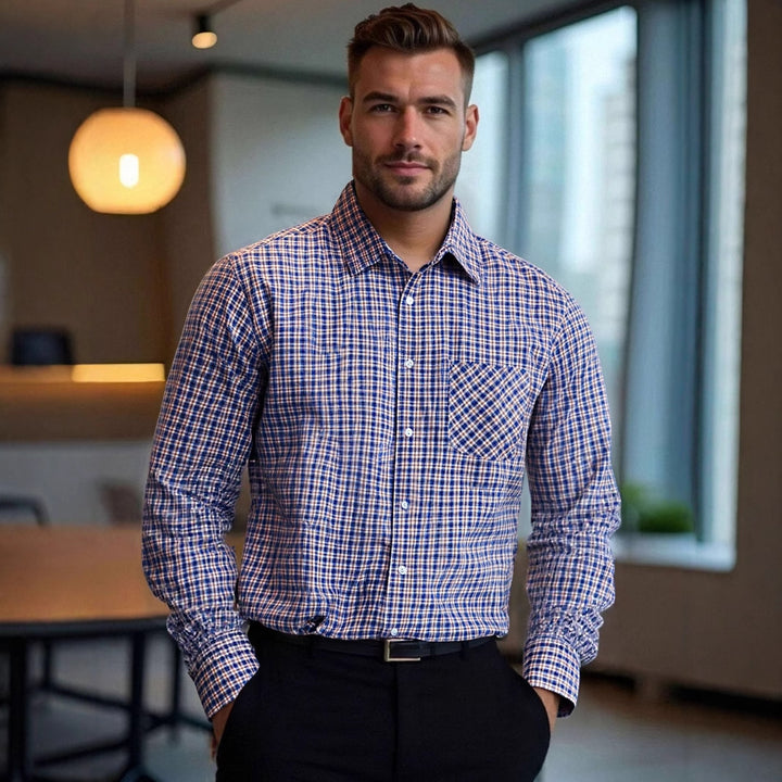 Herren kariertes Businesshemd im Slim Fit Schnitt Aliams