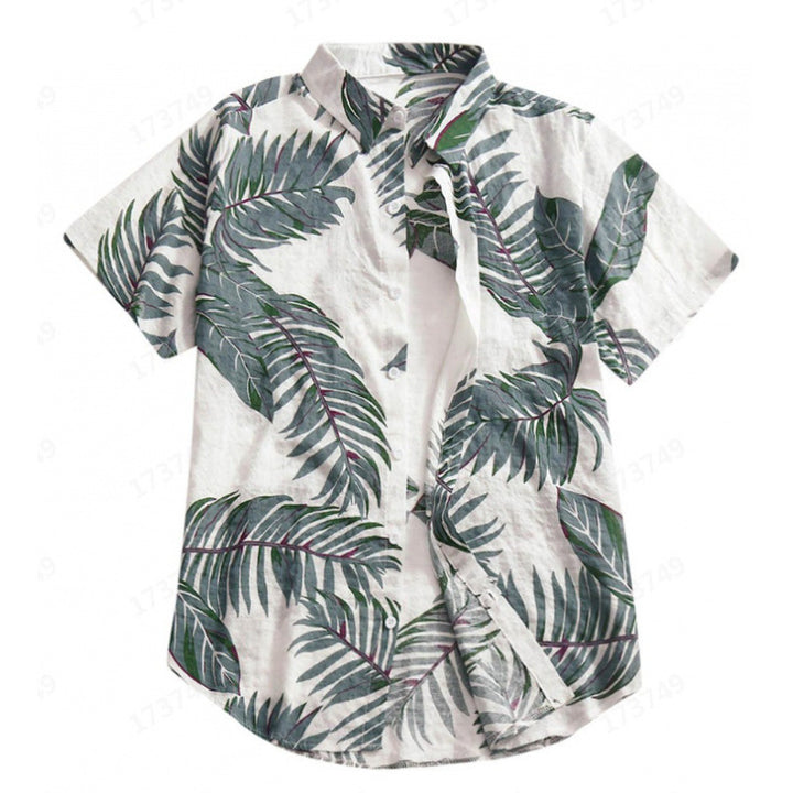 Herren Tropical Leaf Print Freizeitshirt Aliams