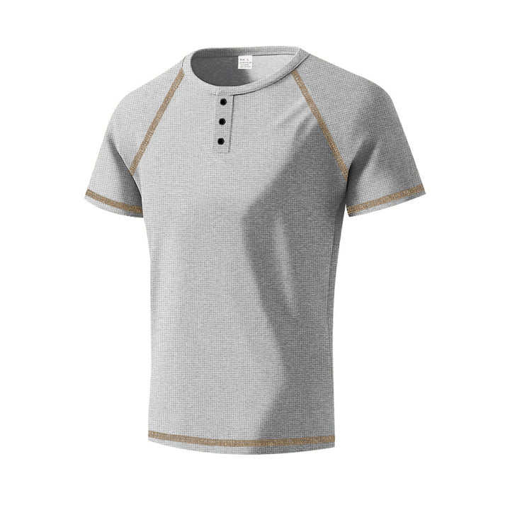 Herren sportliches T-Shirt mit modischem Knopfleisten-Design Aliams