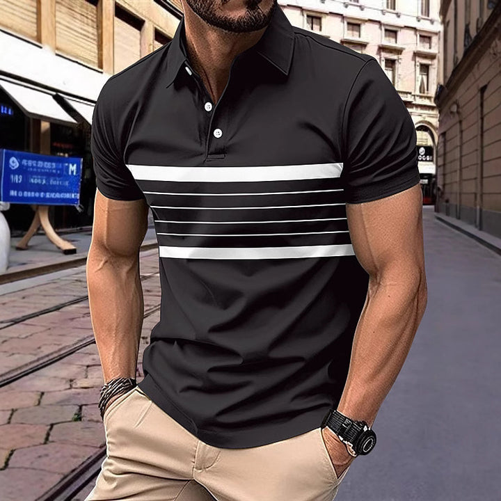 Herren Poloshirt mit modischen Streifen und bequemen Stoff Aliams