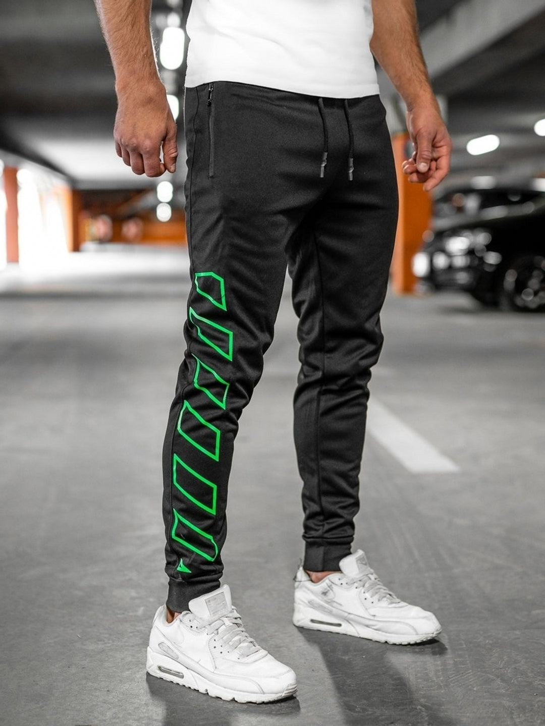Herren Sportliche Slim-Fit Jogginghose mit seitlichem Reißverschluss Aliams