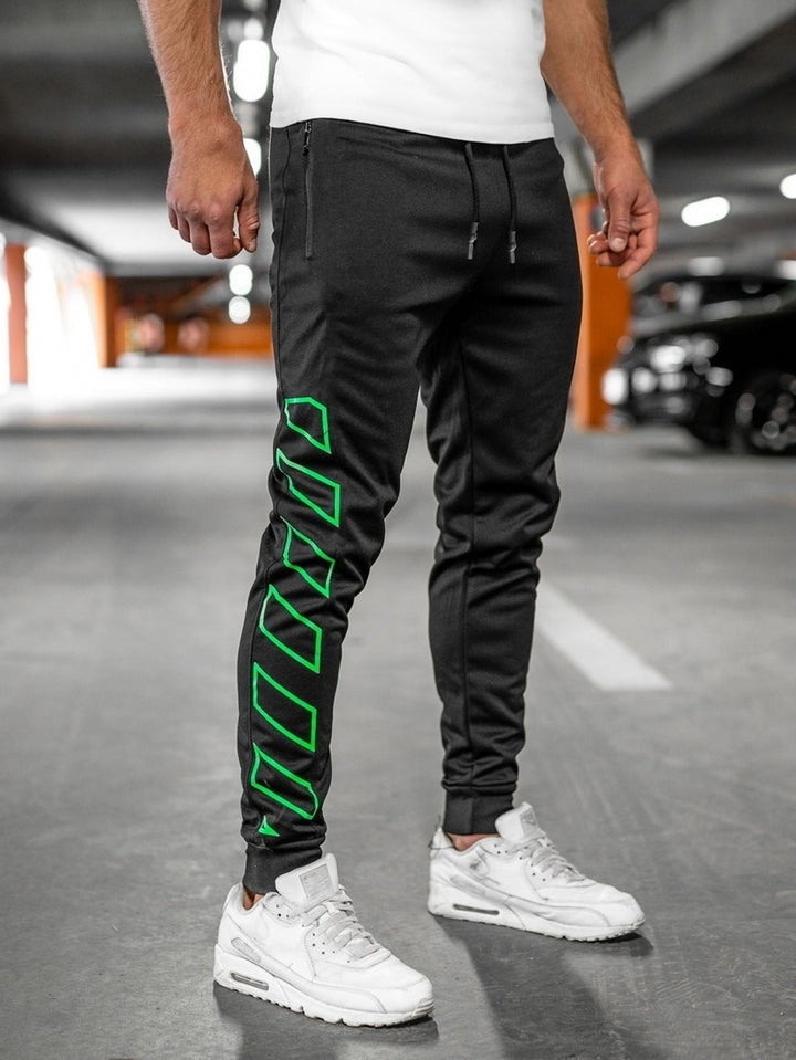 Herren Sportliche Slim-Fit Jogginghose mit seitlichem Reißverschluss Aliams