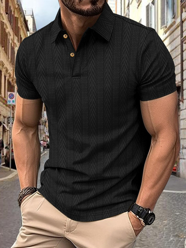 Herren Kurzarm Poloshirt mit strukturiertem Design und eleganter Knopfleiste Aliams