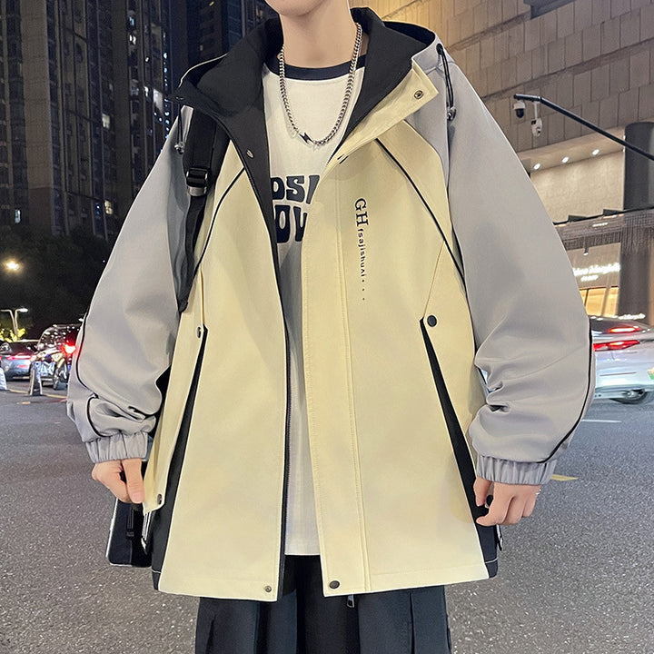 Herren Übergangsjacke mit verstellbarem Kapuzenkragen und funktionalen Taschen Aliams