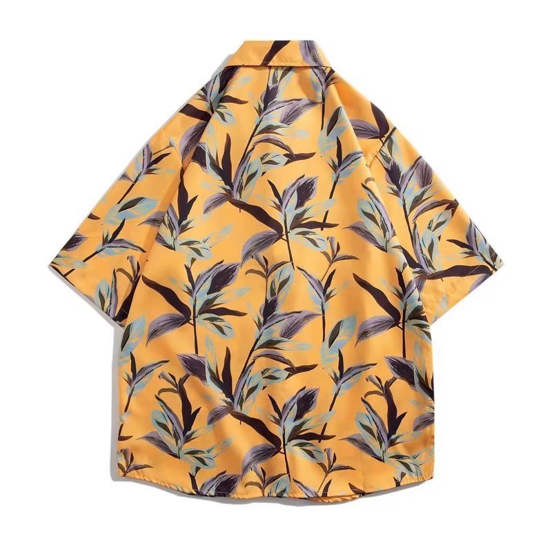 Herren sommerliches Kurzarm-Hemd und Badeshorts-Set mit tropischem Muster Aliams