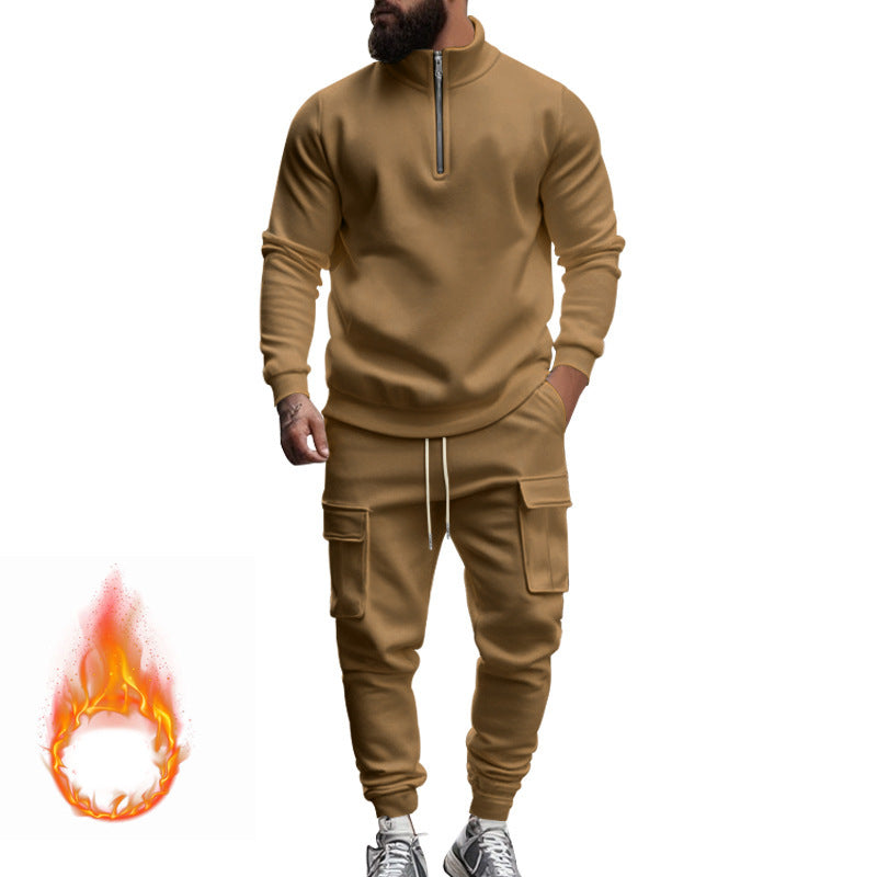 Herren Sportliches Fleece-Set mit funktionalem Reißverschluss und Cargo-Hosen Aliams