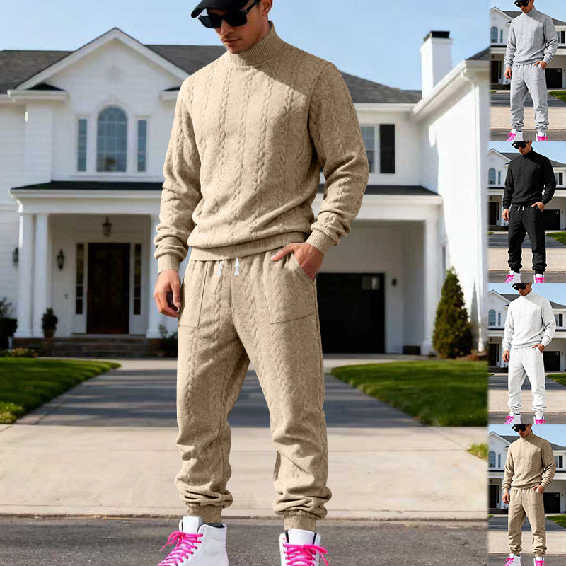 Herren Grobstrick Freizeitanzug mit hohem Kragen Aliams