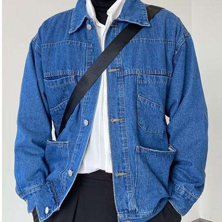 Herren Denim-Überjacke mit praktischen Taschen und klassischem Schnitt Aliams