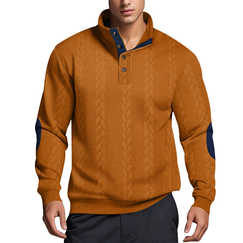 Herren Strickpullover mit hohem Kragen und strukturiertem Muster Aliams