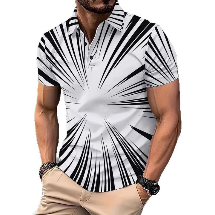 Herren Kurzarm Poloshirt mit dynamischem Strichdesign Aliams