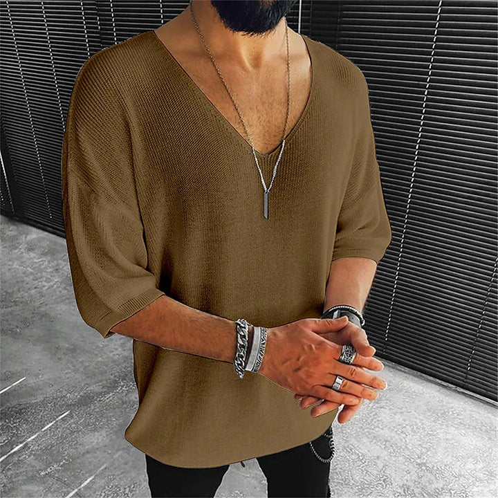 Herren Übergröße V-Ausschnitt Pullover Aliams