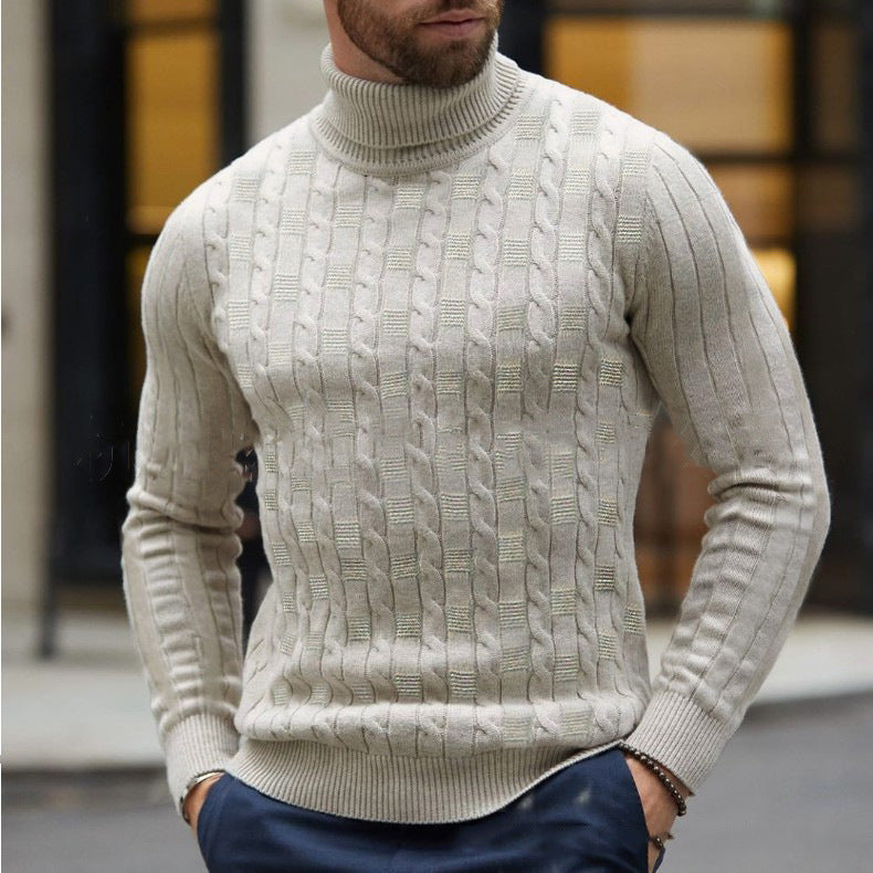 Herren Strickpullover mit schickem Rollkragen und strukturiertem Muster Aliams