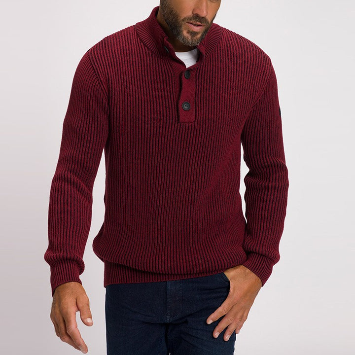 Herren Rippstrickpullover mit Knopfleiste Aliams