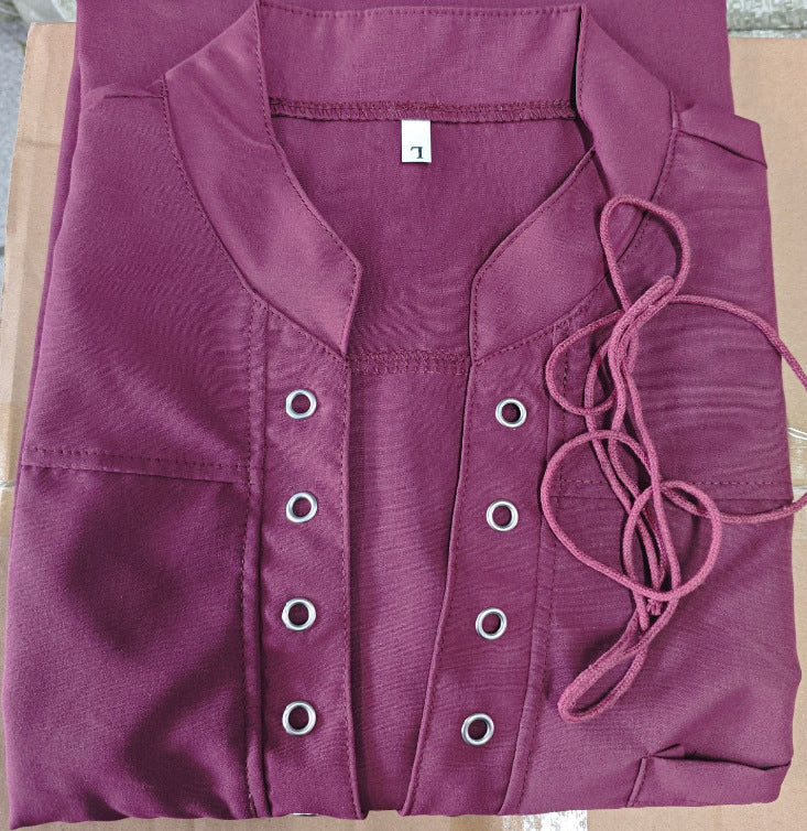 Herren Kurzarm Hemd mit modernem Schnürdesign und Brusttasche Aliams