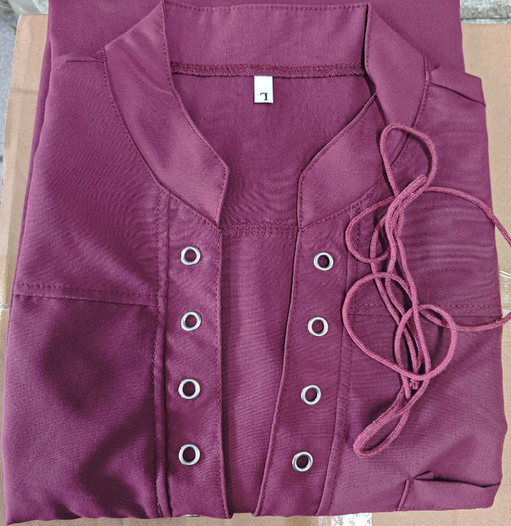 Herren Kurzarm Hemd mit modernem Schnürdesign und Brusttasche Aliams