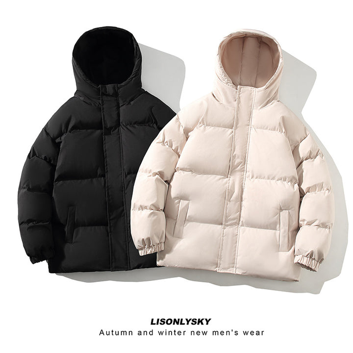 Herren gesteppte Winterjacke mit hohem Kragen und seitlichen Taschen Aliams