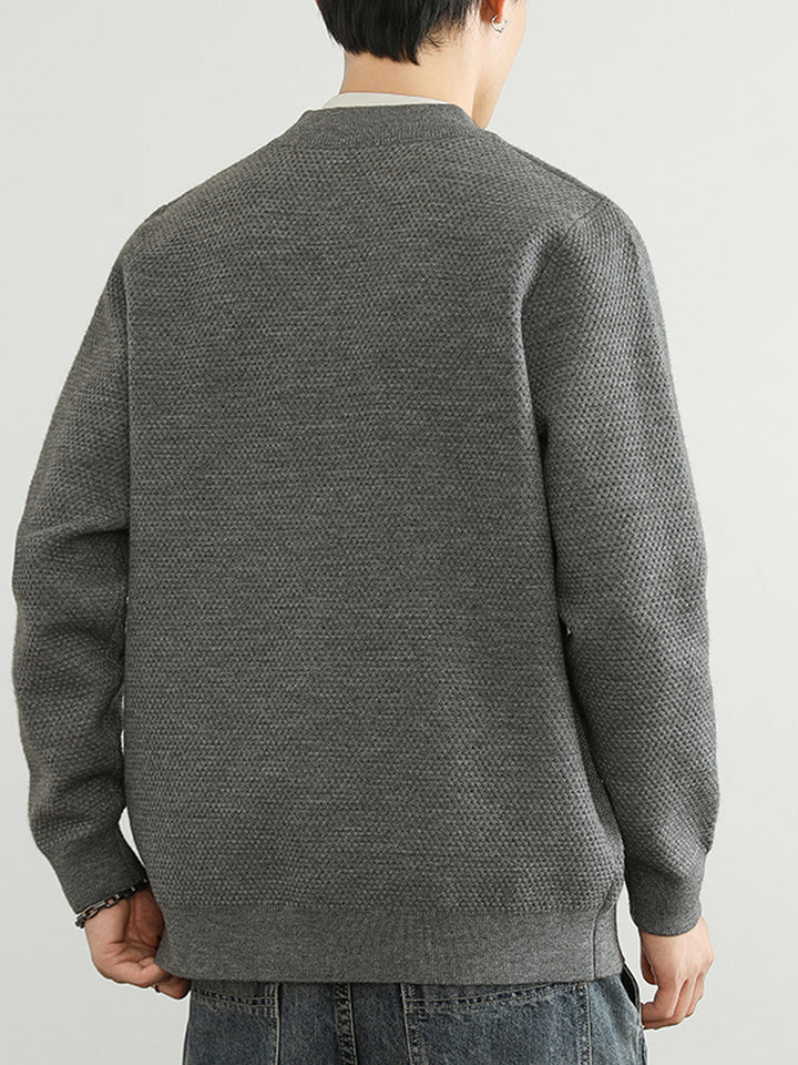 Herren Jacquard Sweatjacke mit Reißverschluss und praktischen Taschen Aliams