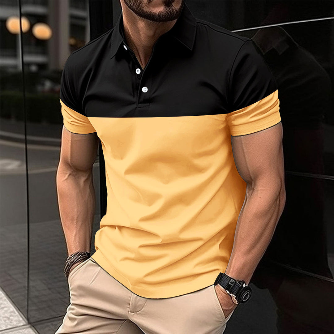Herren sportliches Kurzarm-Polo mit modernem Farbblockdesign Aliams