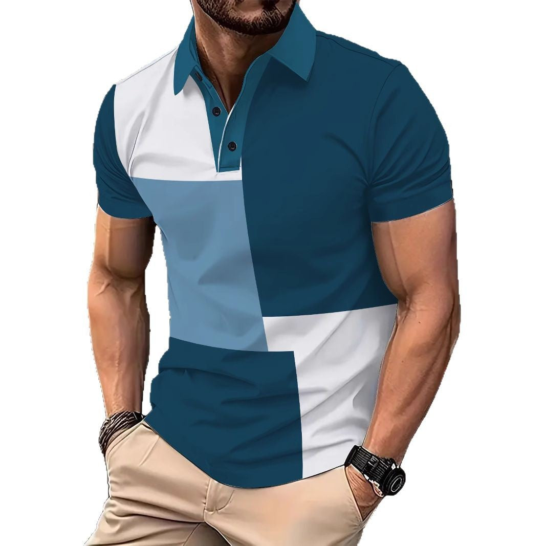 Herren Kurzarm Poloshirt mit modernem Blockdesign Aliams