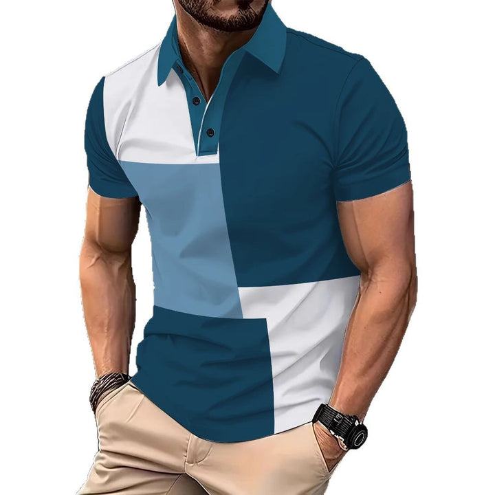 Herren Kurzarm Poloshirt mit modernem Blockdesign Aliams