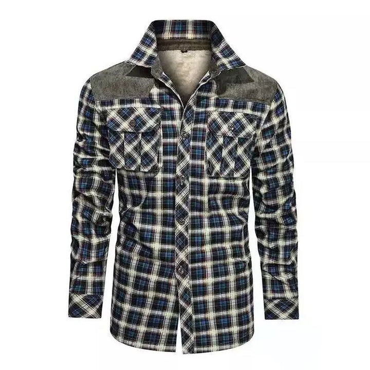 Herren warme Flanellhemdjacke mit gefütterten Taschen Aliams