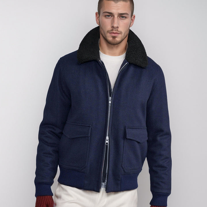 Herren warme Fleecejacke mit Stehkragen und praktischen Taschen Aliams