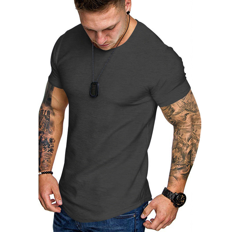 Herren figurbetontes Kurzarm-T-Shirt aus hochwertiger Baumwolle mit Rundhalsausschnitt und bequemen Schnitt Aliams