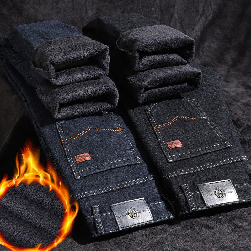 Herren warme gefütterte Jeanshose mit klassischem Schnitt Aliams