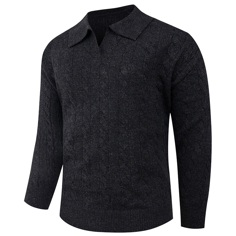 Herren eleganter Strickpullover mit modernem Zopfmuster Aliams