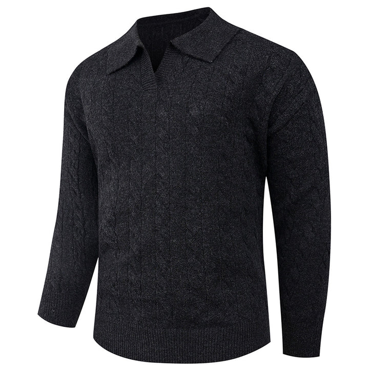 Herren eleganter Strickpullover mit modernem Zopfmuster Aliams