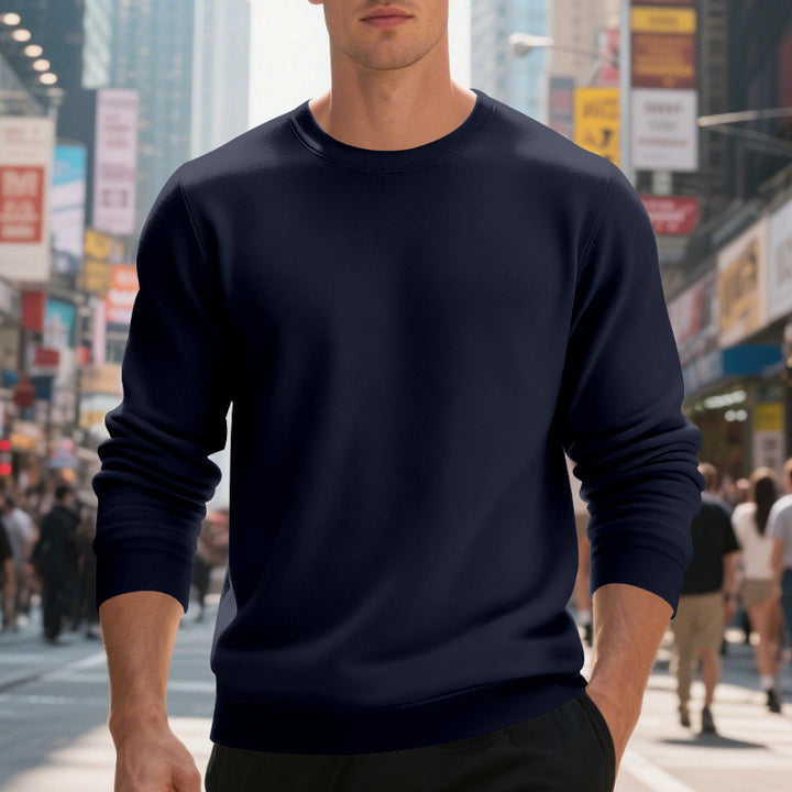 Herren klassischer Sweatshirt mit Rundhalsausschnitt und bequemer Passform Aliams